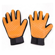 Heißer Verkauf fünf Finger Pet Badebürste Werkzeug gelb Silikon Grooming Handschuh, Pet Haarentferner Handschuh